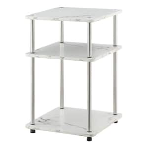 Designs2Go 15.75 in. White Faux Marble/Chrome Standard Square Particle Board End Table With 3 Tiers