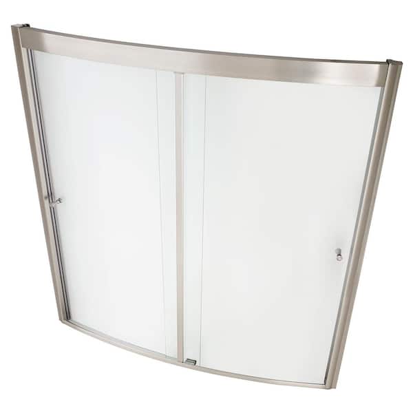 Ovation 60 in. Standard Fit Bathtub Kit with Right-Hand Drain and Sliding Tub/Shower Door in Satin Nickel