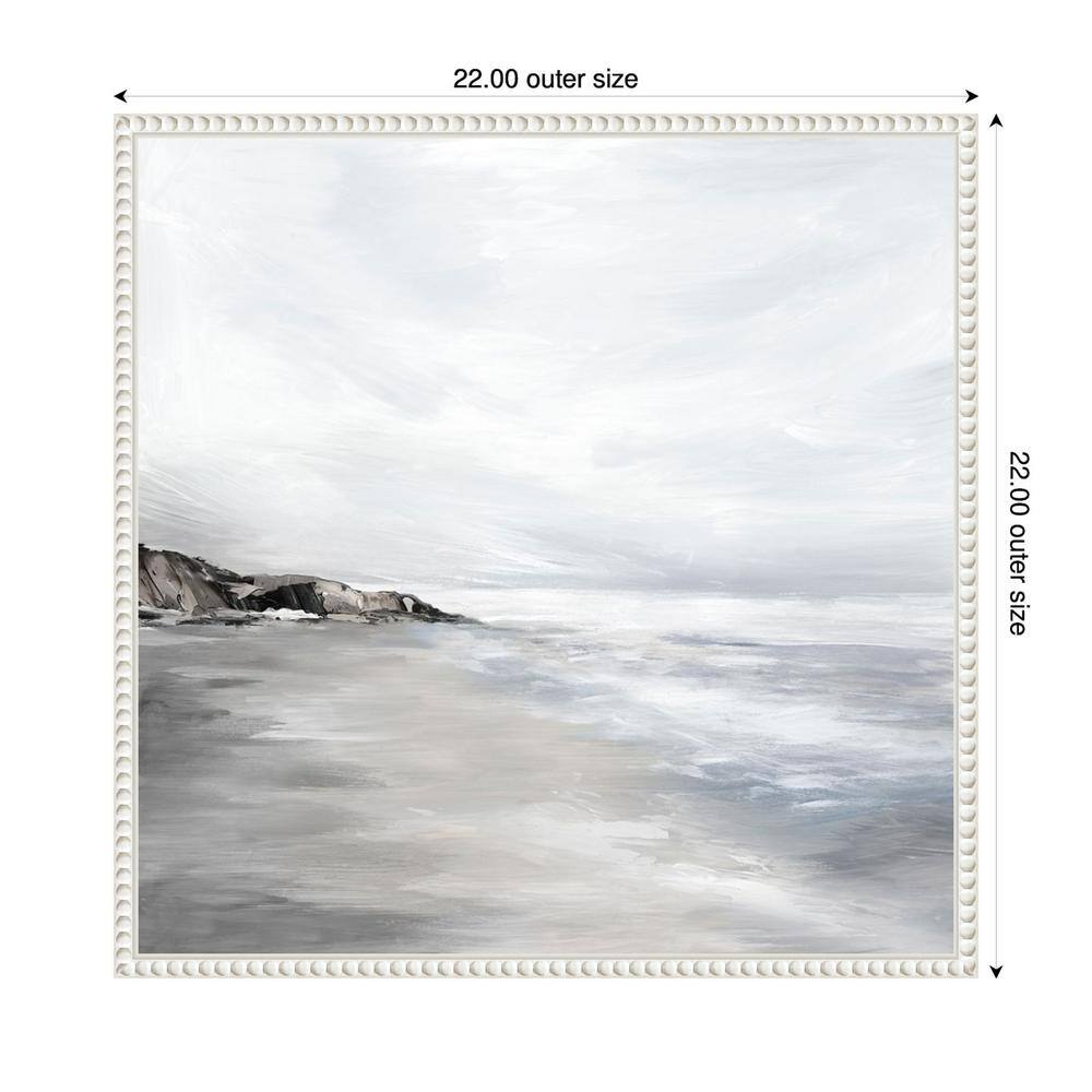 Silver Waves Abstract Coastal Canvas Print with White Floater Frame