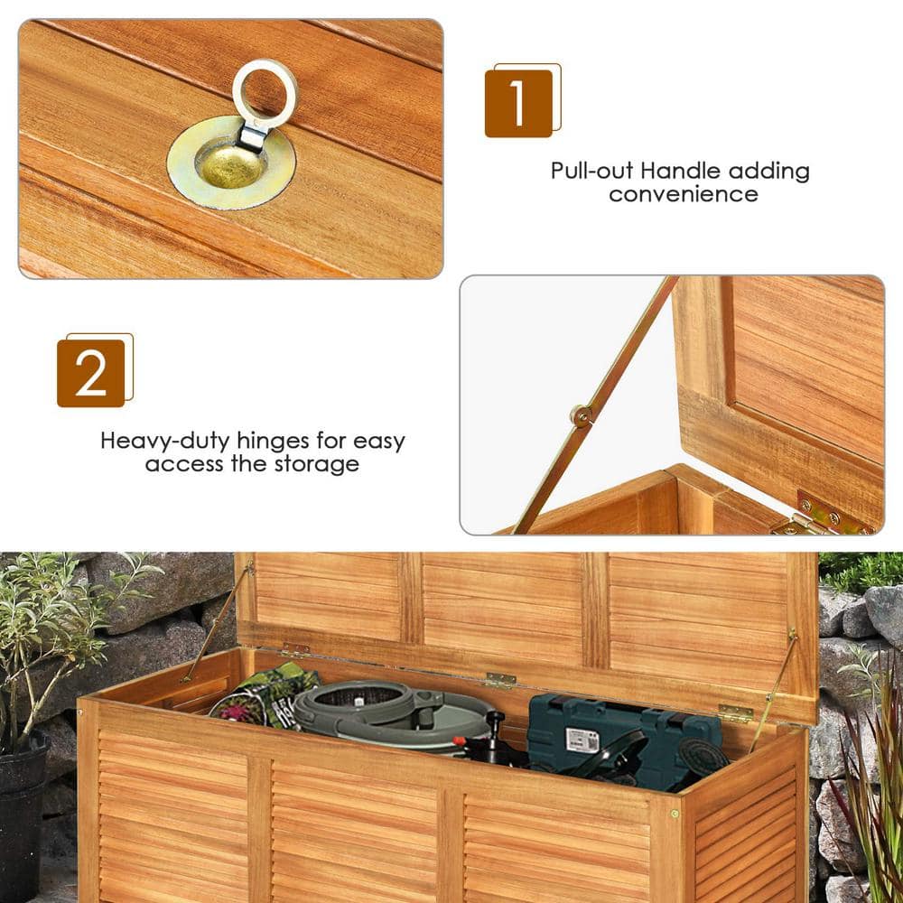 Natural Acacia Wood 47 Gallon Deck Storage Bench
