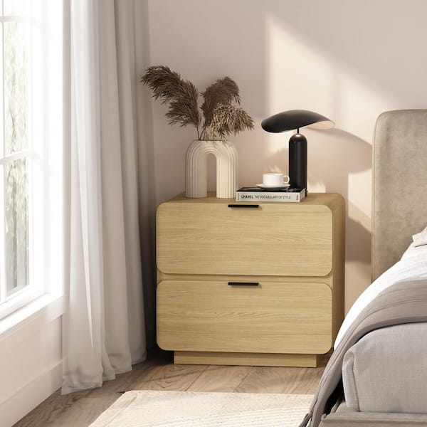 Chrystie Modern Natural 2-Drawer 25.9 in. W Nightstand