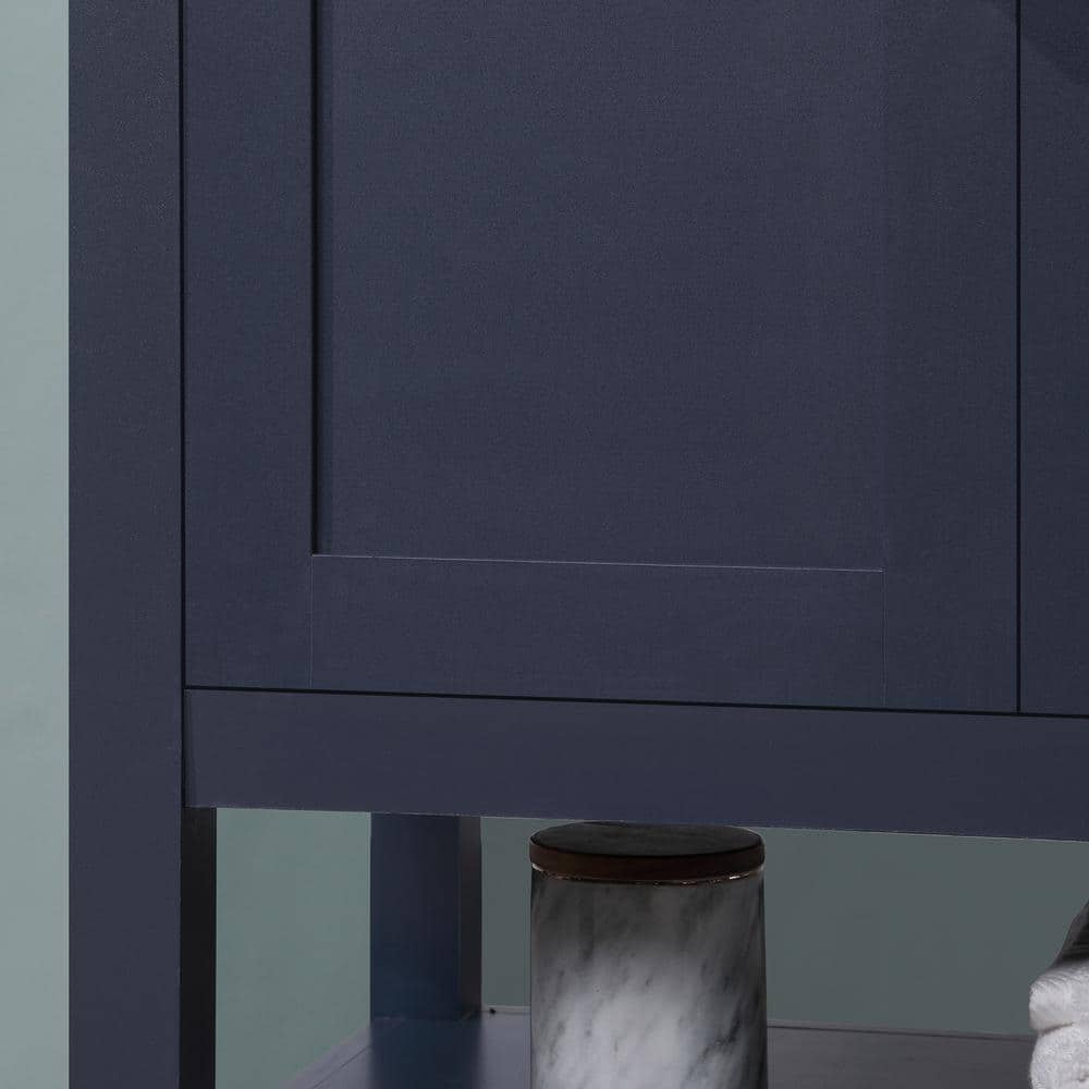 Midnight Blue Freestanding Bathroom Vanity with Marble Top