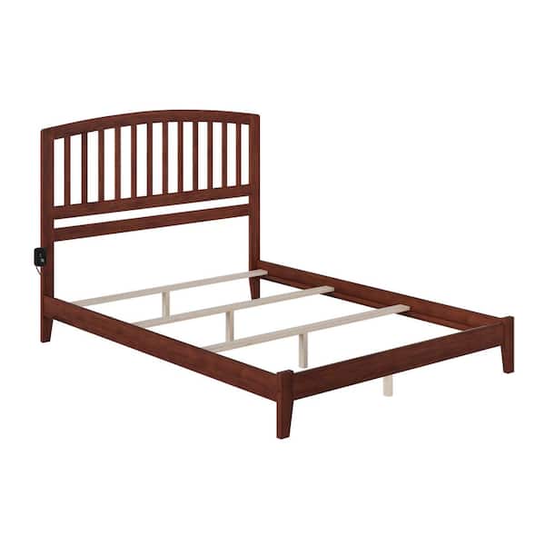 AFI Richmond Walnut Solid Wood King Traditional Panel Bed with Open Footboard and Attachable Turbo Device Charger