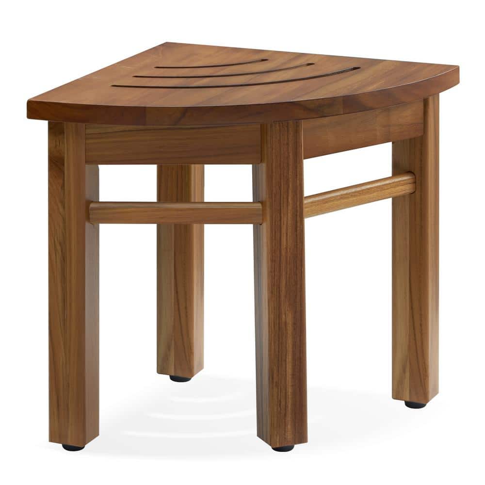 12'' Waterproof Teak Corner Shower Stool for Spa Use