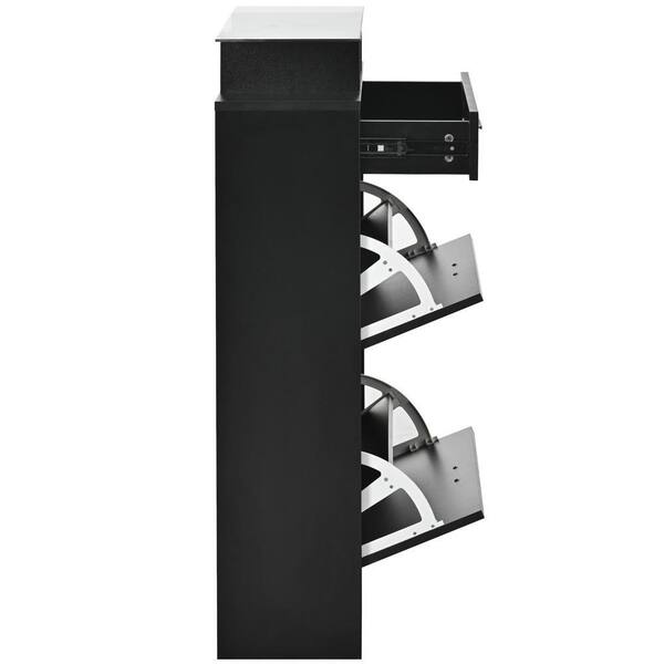 CSC DECOR INC 41 in. H x 35 in. Black Tempered Glass Top Shoe