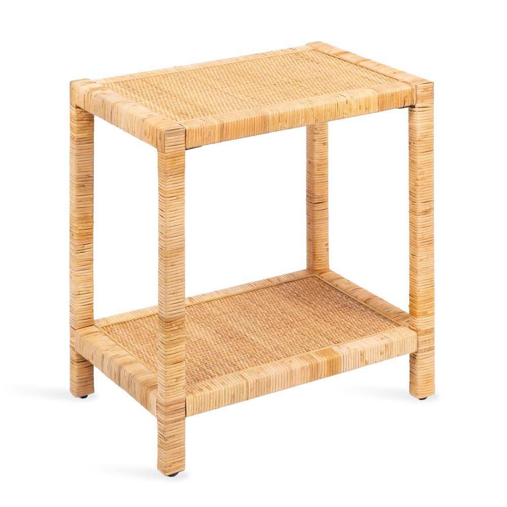 Rafina 22 in. Natural Brown Rectangle Wicker End Table - thumbnail 3