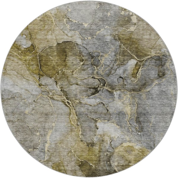 Dream Shag Premium Machine Washable Abstract ADS689 Olive 9 ft. x 12 ft. Area Rug