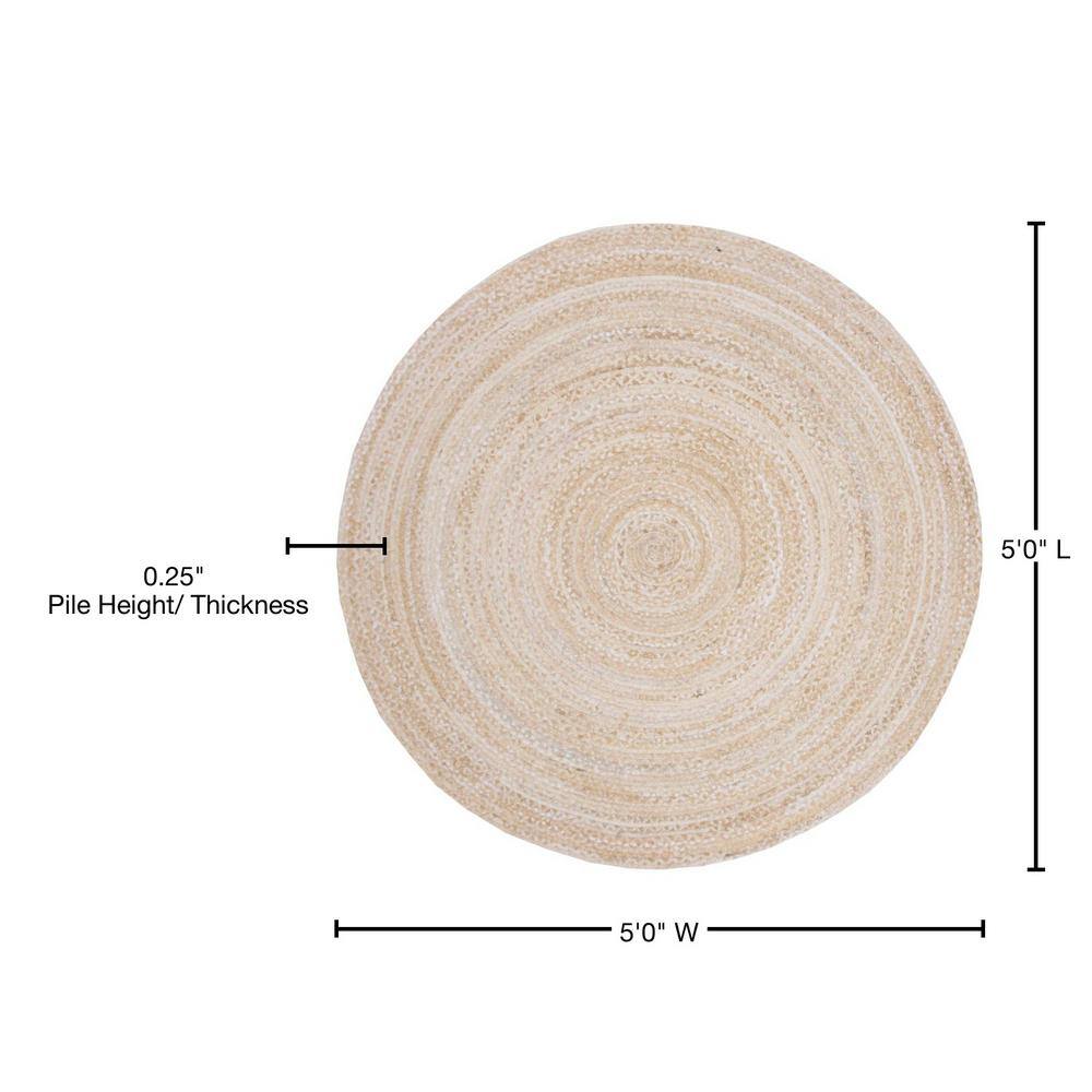Handwoven Black Cotton 5' Round Braided Reversible Rug