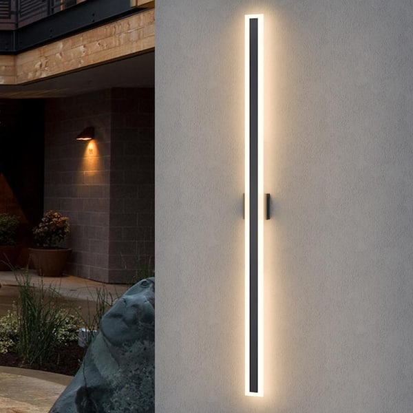 LamQee 63 in. 1-Light Black Modern Linear Integrated LED Indoor/Outdoor Wall Sconce