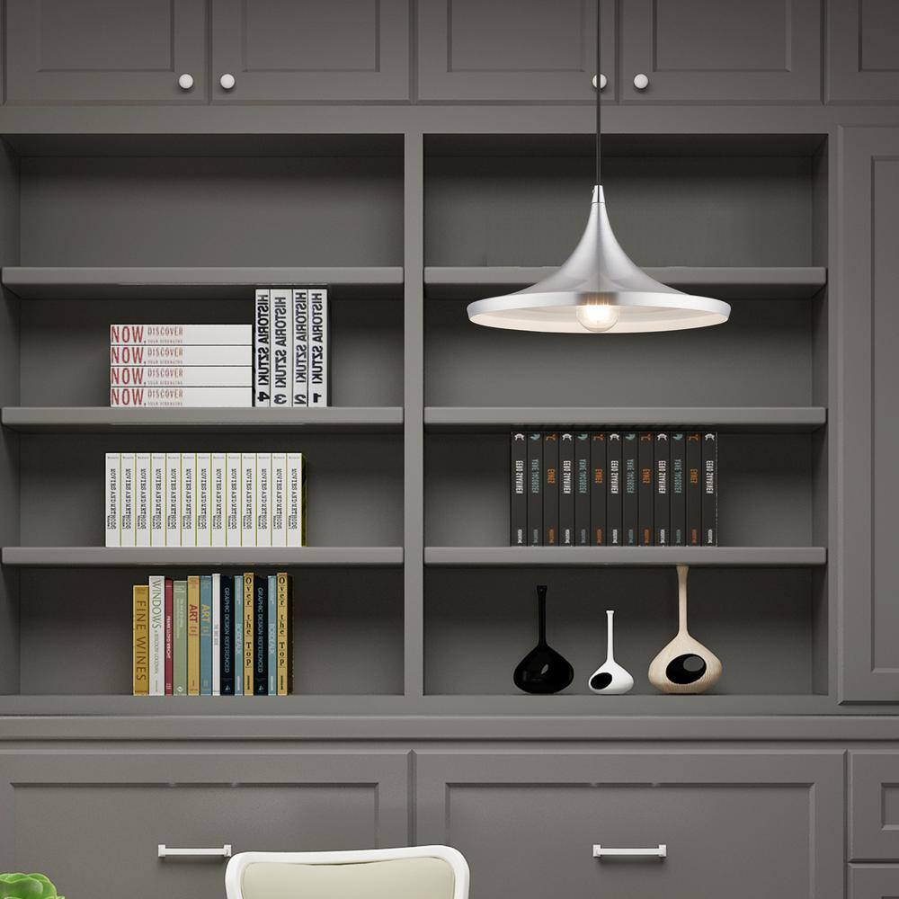 Contemporary Mini Pendant Light in Brushed Aluminum with White Interior