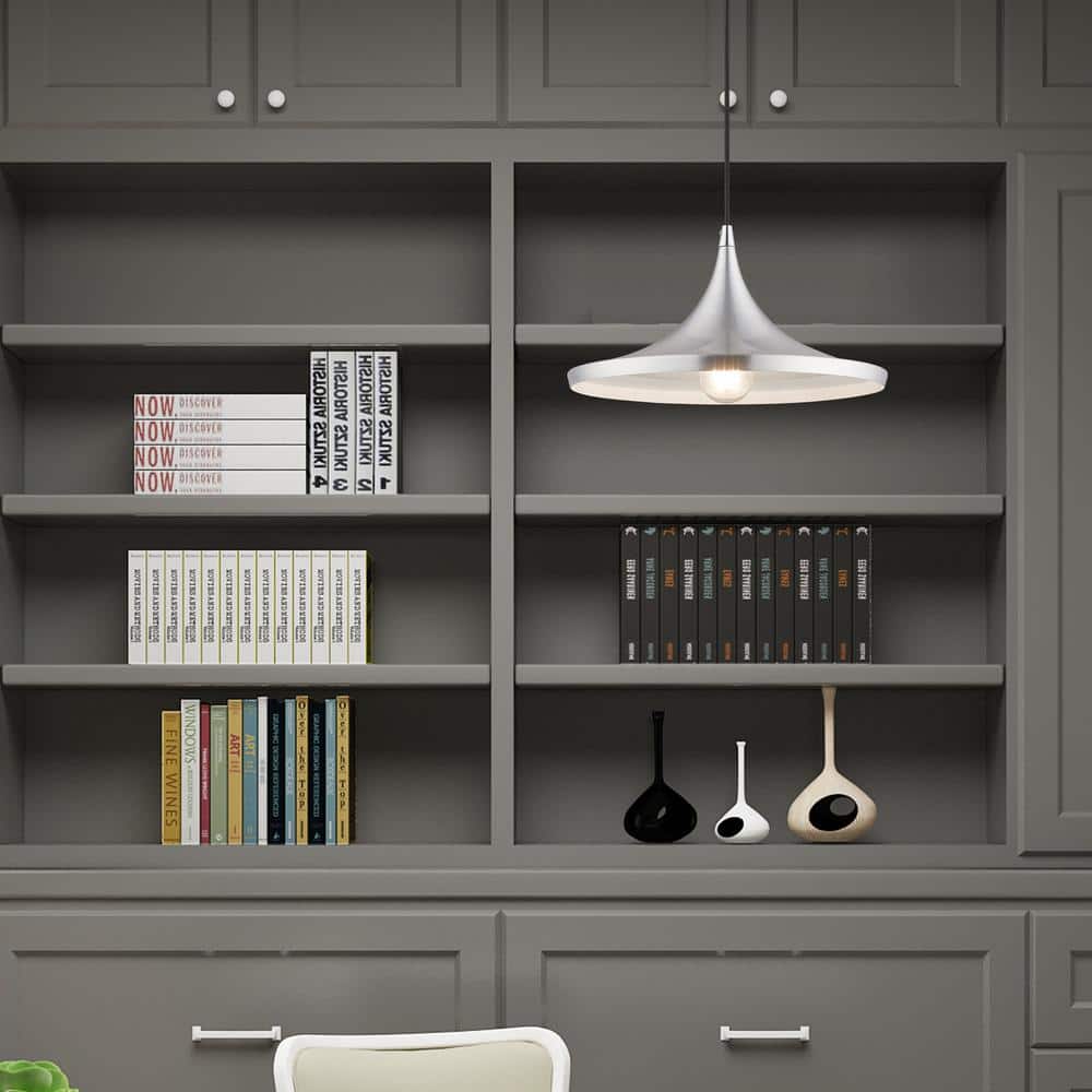 Contemporary Mini Pendant Light in Brushed Aluminum with White Interior