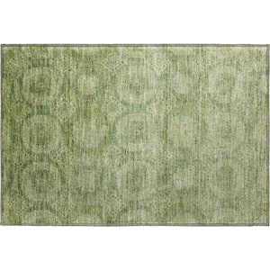 Mayfield Premium Machine Washable Abstract AMF1925 Aloe 2 ft. x 3 ft. Accent Rug