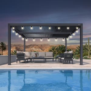 PURPLE LEAF 10 ft. x 14 ft. Gray Aluminum Frame Outdoor Hardtop