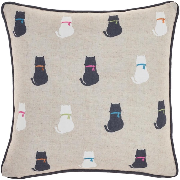 Mina Victory Pet Beds & Houses Black Animal 16 in. x 16 in. Throw Pillow