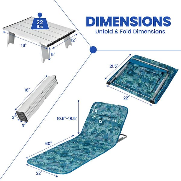 Folding beach mat 2024 and sun lounger