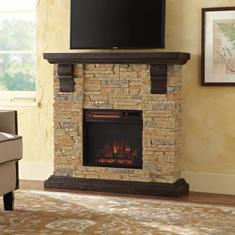 Faux Stone Mantel Electric Fireplace, Faux Rock Fireplace Pictures