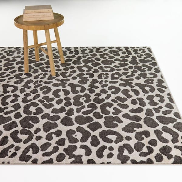 Malaika Cream 8 ft. x 10 ft. Leopard Print Area Rug