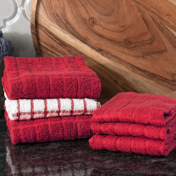 Howarmer Brick Red Kitchen Dish Towels, 100% Cotton Dish Cloths