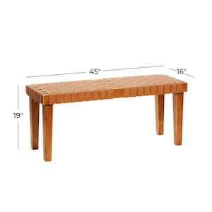 Brown Woven Bench 19 in. X 45 in. X 16 in.