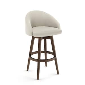 Amisco Keaton 26 in. Swivel Counter Stool - Cream Boucle Polyester/Brown Wood
