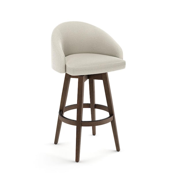 Amisco Amisco Keaton 26 in. Swivel Counter Stool - Cream Boucle Polyester/Brown Wood