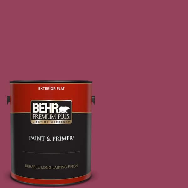 BEHR PREMIUM PLUS 1 gal. #110B-7 Raspberry Pudding Flat Exterior Paint & Primer