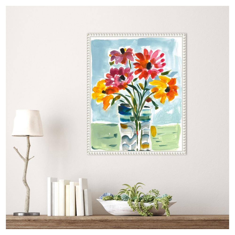 Colorful Floral Canvas Print with Beaded White Frame, 16 x 20