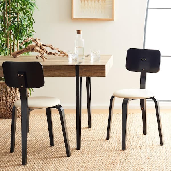 SAFAVIEH Jo Black/Cream 17.2 in. Wood Dining Chair Set of 2