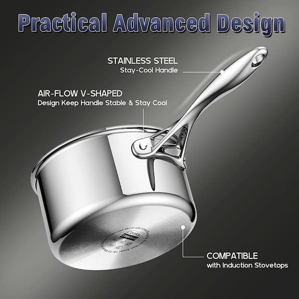 Farberware Millennium Stainless Steel Nonstick 10-Piece Cookware Set, Silver