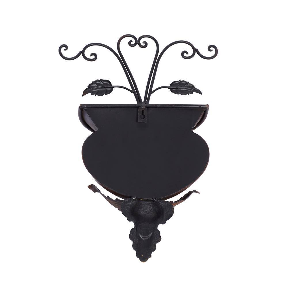 Brown Metal Indoor Outdoor Scroll Wall Planter, 11" x 6" x 18"