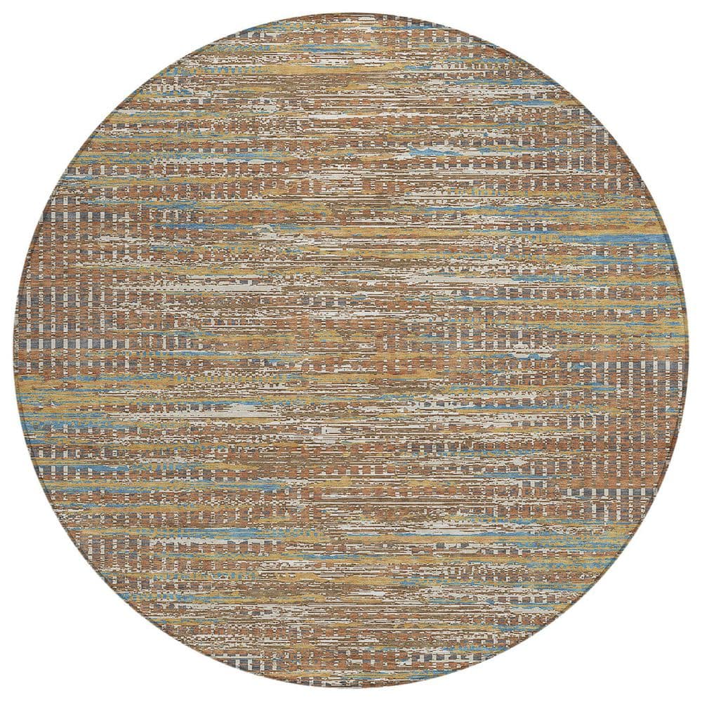 Chantille Machine Washable Indoor/Outdoor Abstract ACN2642 Paprika 8 ft. x 8 ft. Round Rug price history on PriceWatchPro