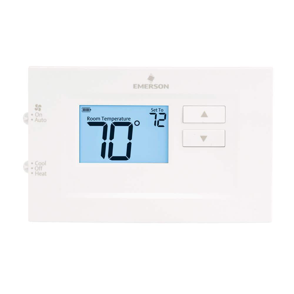 White Digital Non-Programmable Heat Pump Thermostat with Mounting Hardware