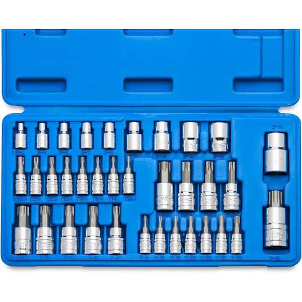 1/4 in. 3/8 in. and 1/2 in. Drive Torx and E-Torx Bit Socket Set (35-Piece)