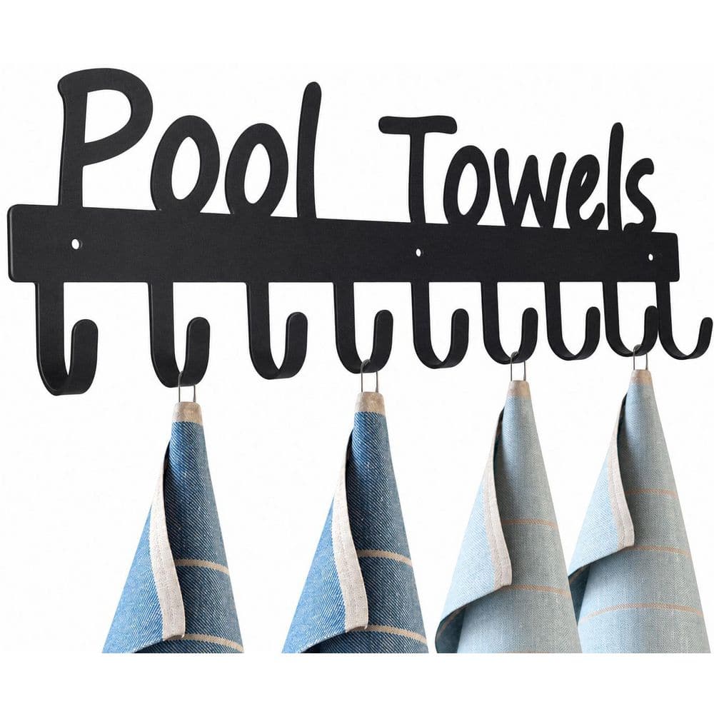 Black Pool Towel Rack Outdoor Towel Rack with 9 Hooks Fit for Bathrobes Clothes Towel Hanger Towel Bars price history on PriceWatchPro