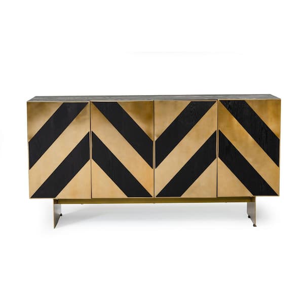 Perret Glam Black Ash Veneer Wood 63 in. Buffet