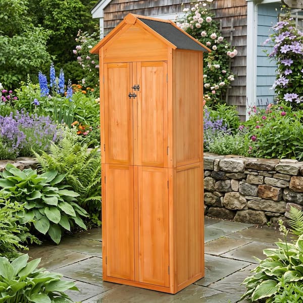 2.26 ft. W x 1.97 ft. D Solid Wood Outdoor Storage Shed, Tool Garden Storage Cabinet with Lockable Door (4.46 sq. ft.)