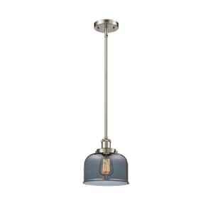 Bell 1-Light Brushed Satin Nickel Bowl Pendant Light with Plated Smoke Glass Shade