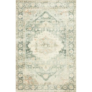 Rosette Teal/Ivory 5 ft. x 7 ft. 6 in. Shabby-Chic Plush Cloud Pile Area Rug