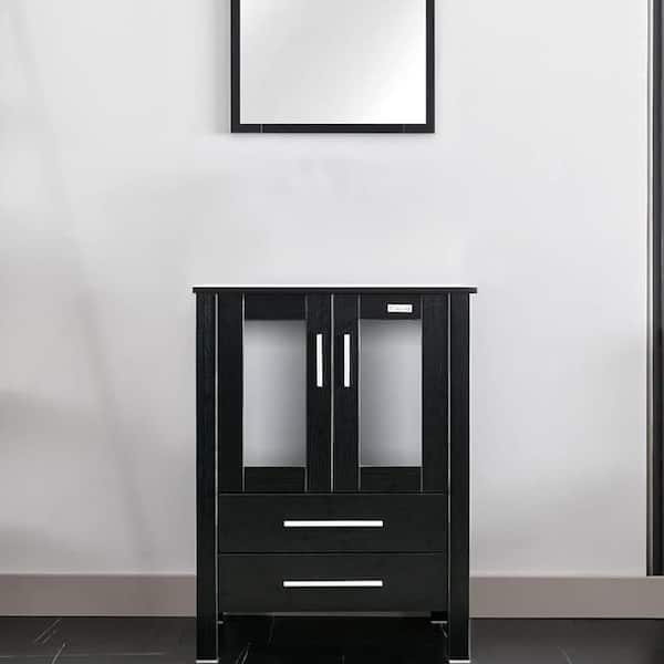 24 in. W x 19.7 in. D x 32 in. H Bath Vanity in Black with MDF Top in Black