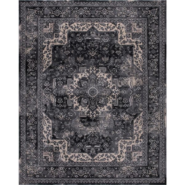 Home Decorators Collection Angora Anthracite 7 ft. x 9 ft. Medallion Area Rug