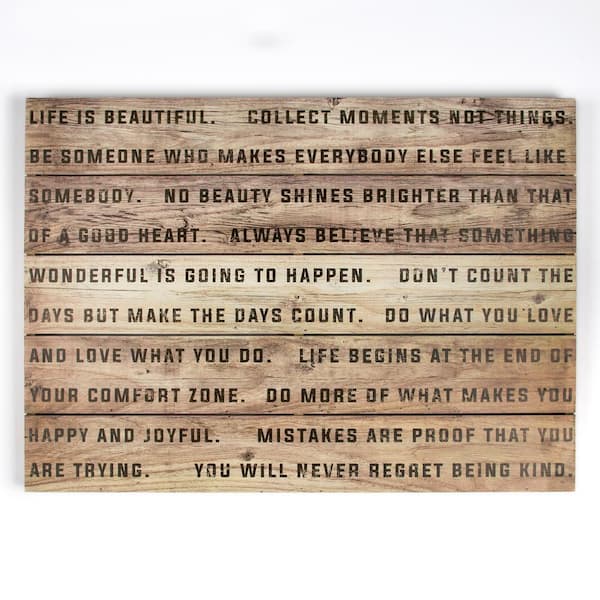 Graham & Brown 20 in. x 28 in. "Life Is Beautiful" Wooden Wall Art