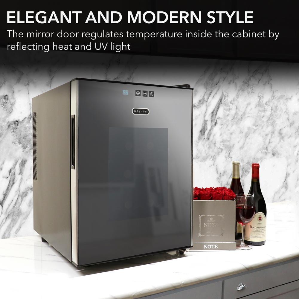 Black Thermoelectric Freestanding Wine Cooler with Glass Door