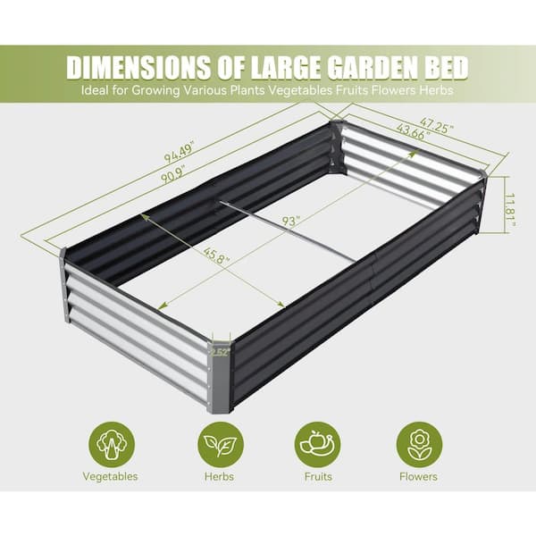 ESILOO 8 x 4 x 1 ft. Galvanized Raised Garden Bed, Rust-Resistant, Durable Metal Planter for Veggies, Fruits, Flowers