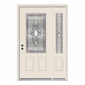 52 in. x 80 in. 3/4 Lite Langford Primed Steel Prehung Right-Hand Inswing Front Door with Right-Hand Sidelite