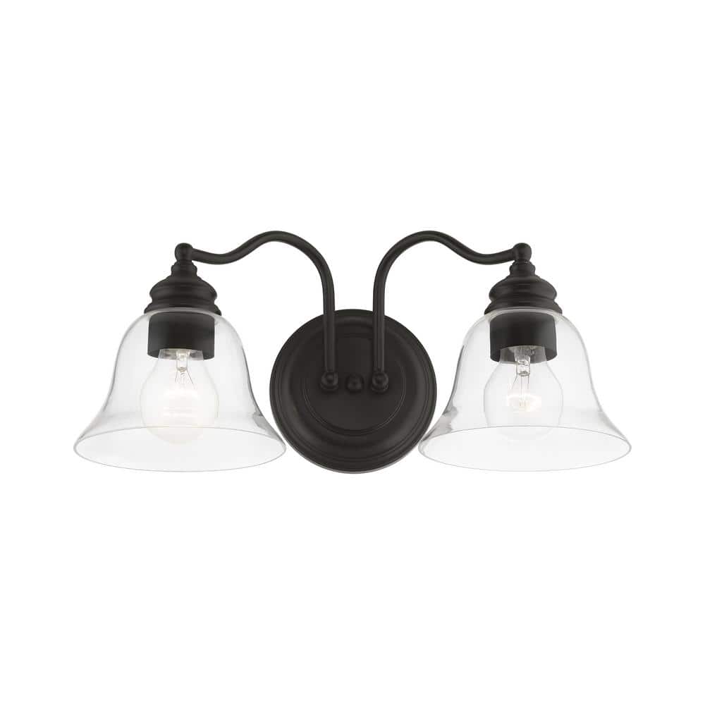 Black Hand Blown Glass 2-Light Vanity Sconce