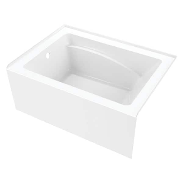 Kingston Brass Aqua Eden 48 in. x 35 in. Acrylic Rectangular Alcove Soaking Bathtub with Left Drain in Glossy White
