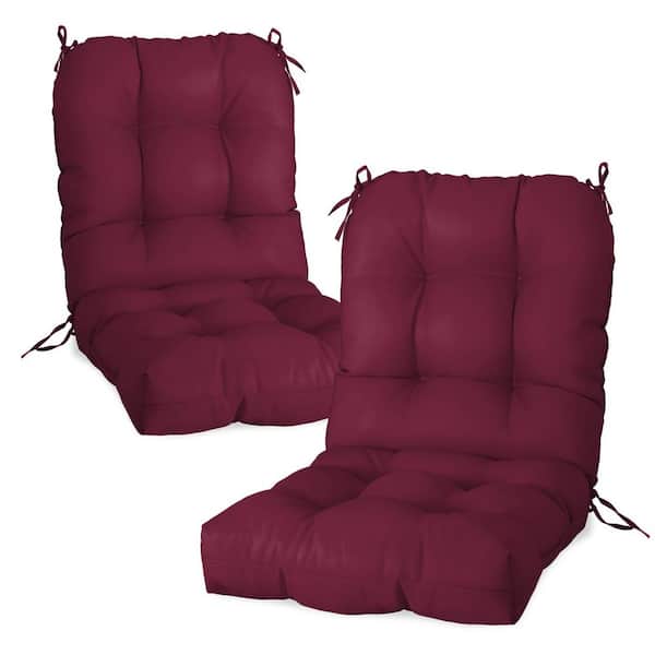 COOS BAY 21 in. x 42 in. Seat/Back Outdoor Cushion, Outdoor Dining Chair Cushion 2-Pack in Red Purple