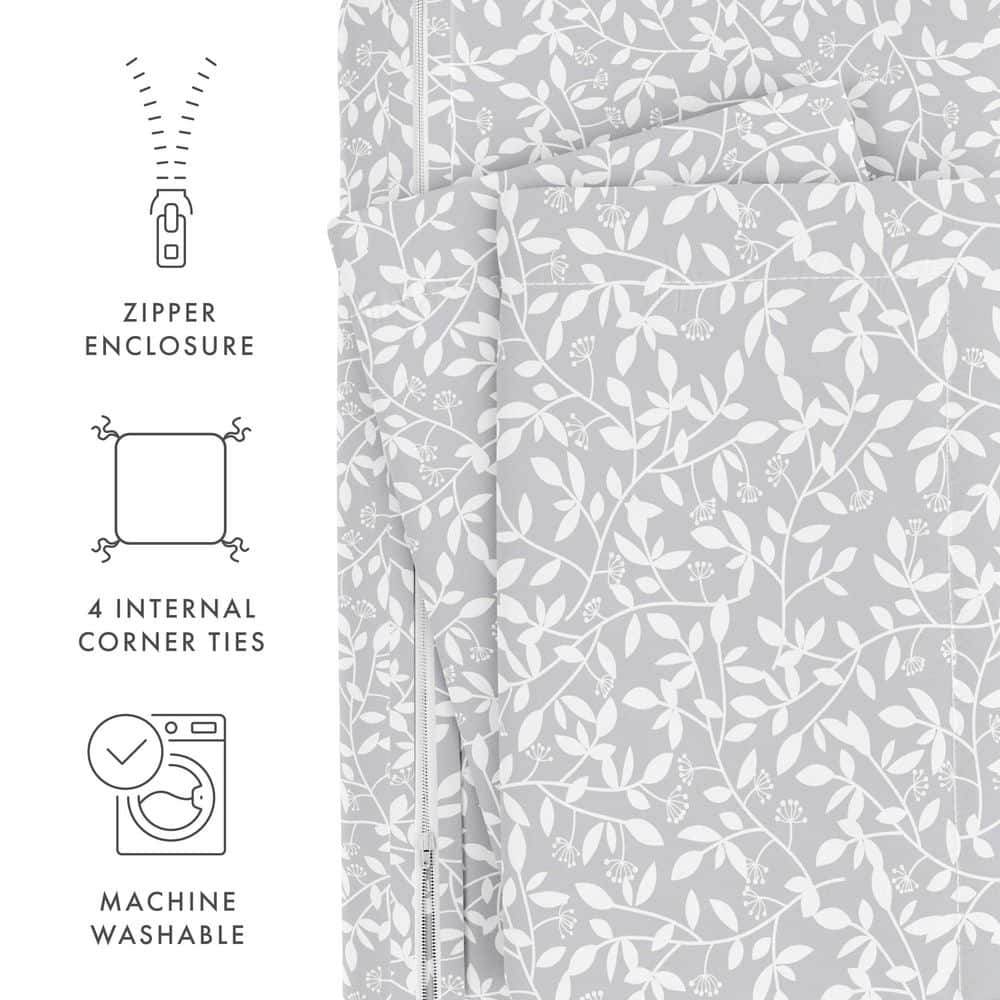 Gray Vine Trellis King Microfiber Duvet Cover Set