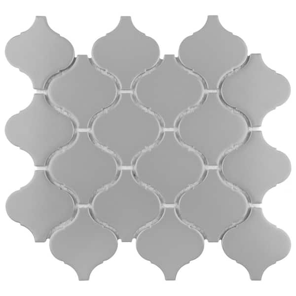 Merola Tile Metro Lantern Matte Light Grey 9-1/2 in. x 10-3/4 in. Porcelain Mosaic Tile (14.6 sq. ft./Case)
