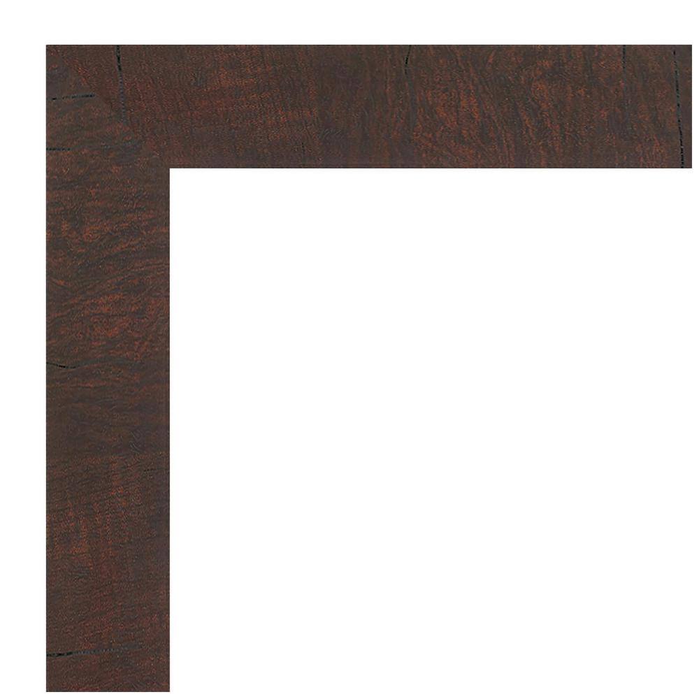 Woodgrain Walnut Brown Rectangular Bathroom Vanity Mirror with Silver Accents